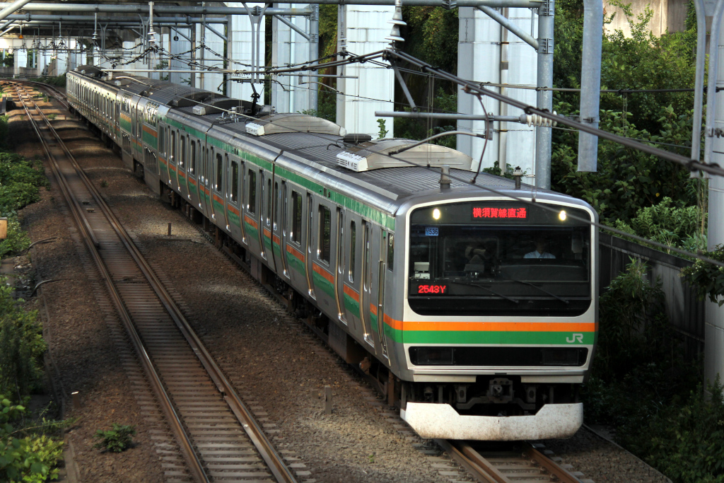 湘南新宿ラインを走行中のE231系1000番台(実車)速 横須賀線直通(撮影:本人) 湘南新宿ラインを走行中のE231系1000番台(実車)